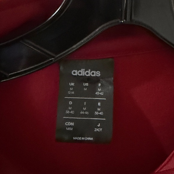 Adidas vibrant red Track Jacket with White Stripes medium - Picture 2 of 4